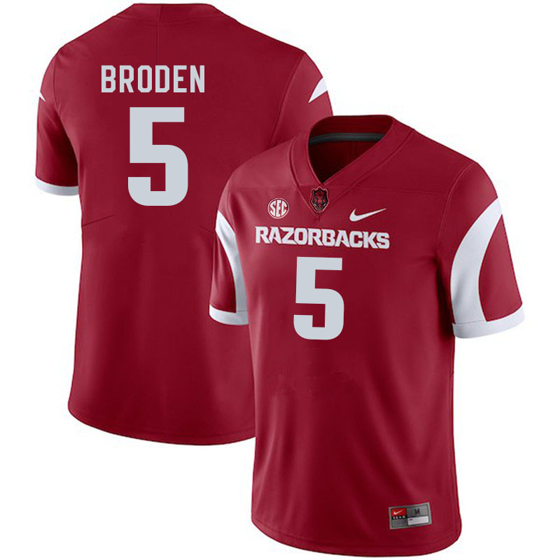 Men #5 Tyrone Broden Arkansas Razorbacks College Football Jerseys Stitched-Cardinal